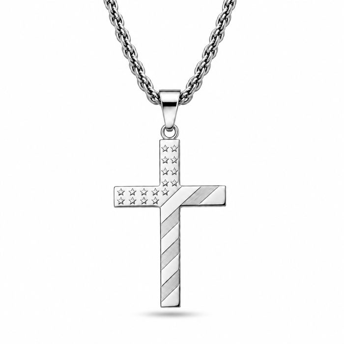 Patriotic American Flag Cross Necklace