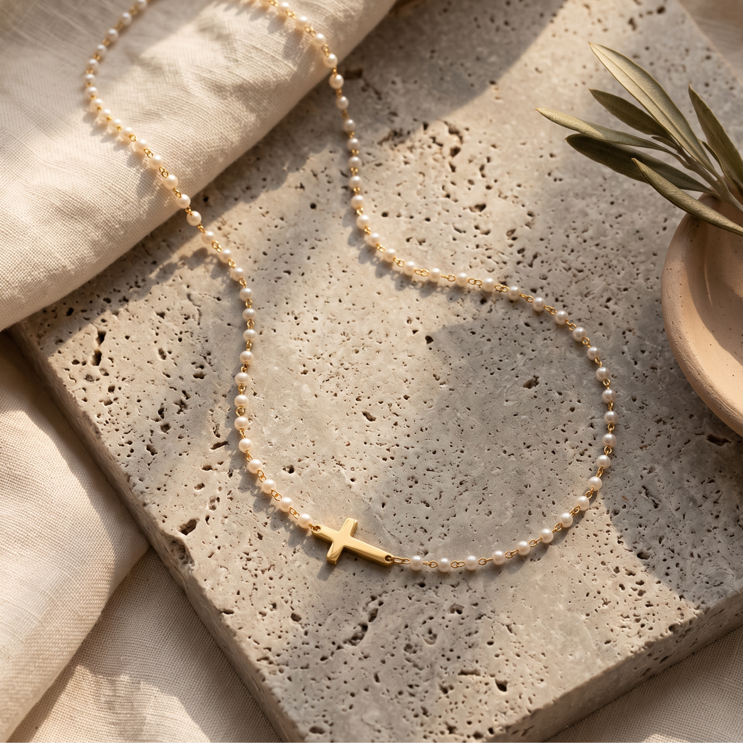 Cross & Pearls Necklace
