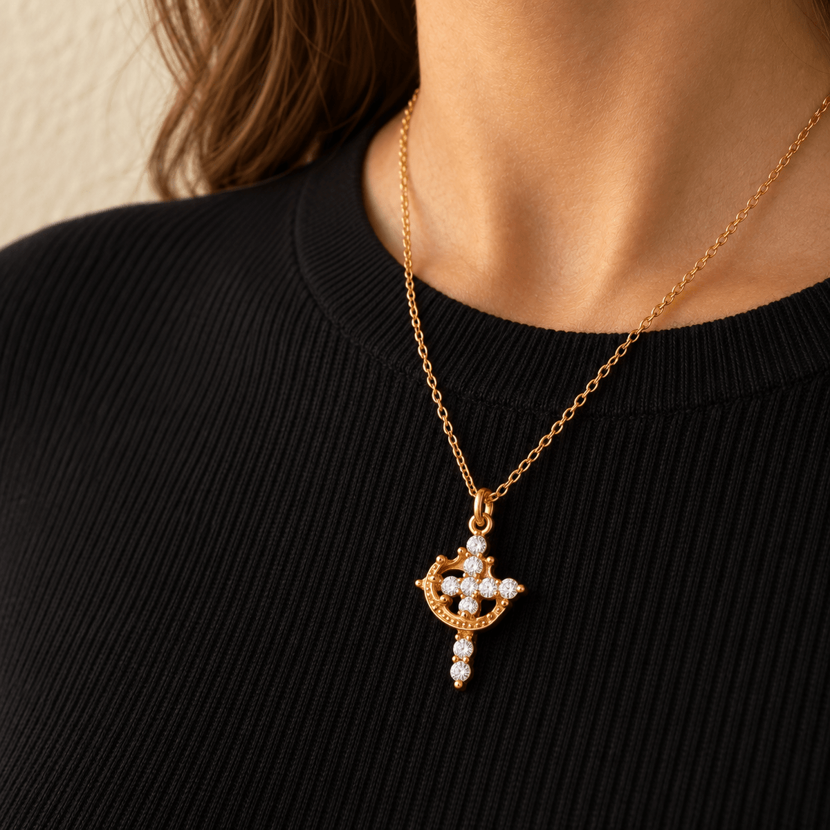 Cross & Crown Necklace - Sunday&Stone