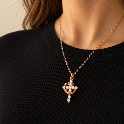 Cross & Crown Necklace - Sunday&Stone