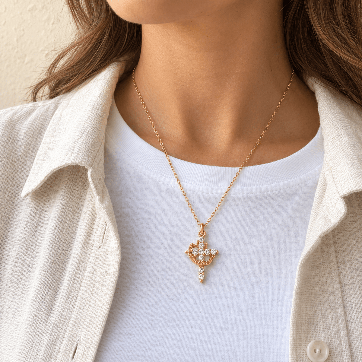 Cross & Crown Necklace - Sunday&Stone