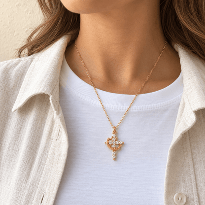 Cross & Crown Necklace - Sunday&Stone
