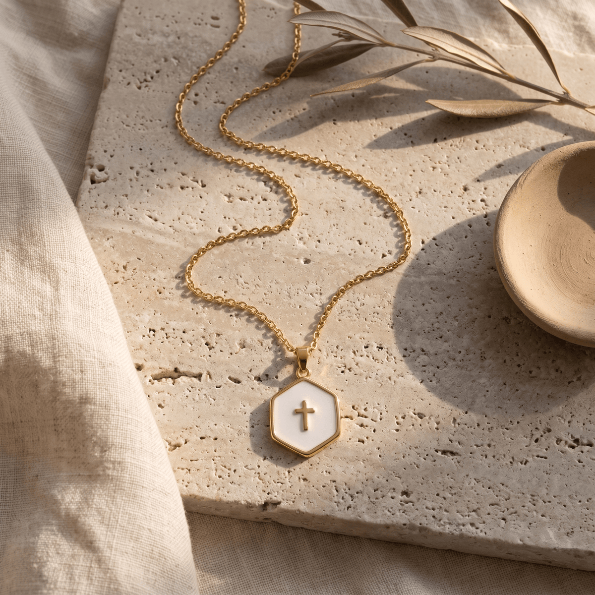Cross Inside Pearls Necklace - Sunday&Stone