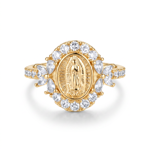 Elegant Virgin Mary Emblem Ring