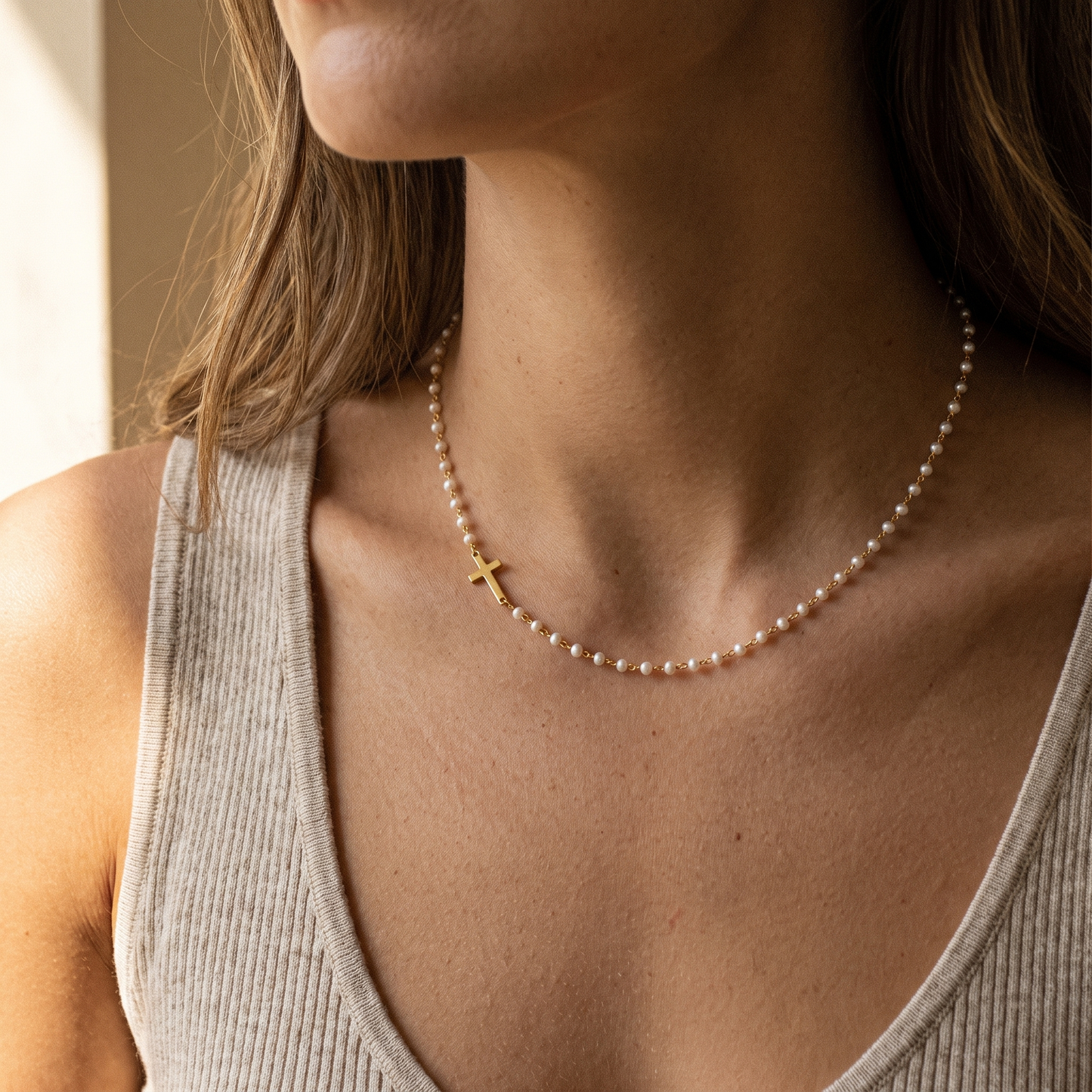 Cross & Pearls Necklace