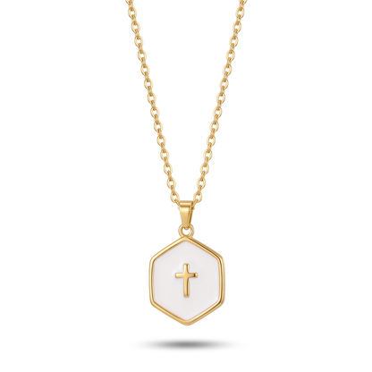 Cross Inside Pearls Necklace