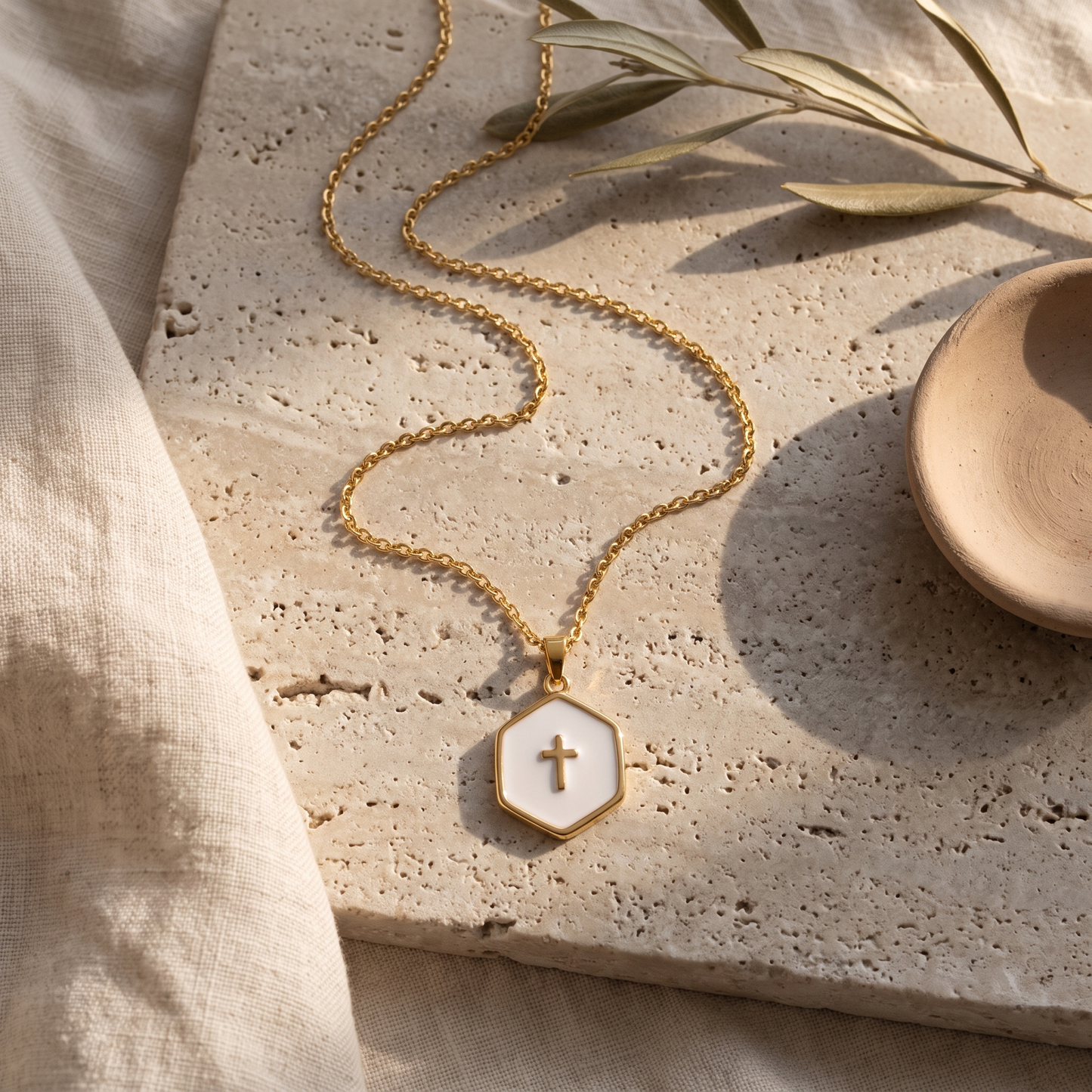 Cross Inside Pearls Necklace