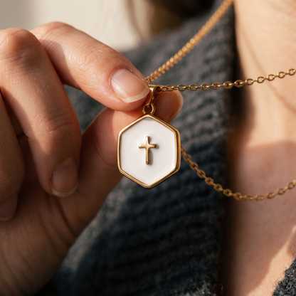 Cross Inside Pearls Necklace